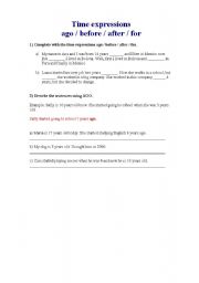 English Worksheet: Time Expressions