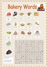 English Worksheet: Bakery Words