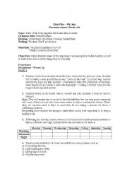 English worksheet: human body, daily routines