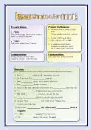 English Worksheet: Present Simple and Present Continuous