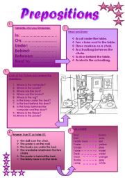 English Worksheet: Prepositions - 5 activities