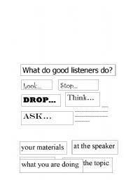 English worksheet: What good listeners do.