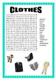 English worksheet: Clothes wordsearch