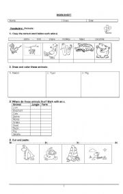 English worksheet: Animals