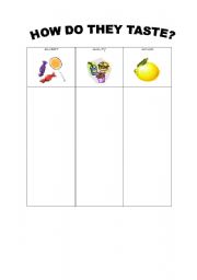 English worksheet: Senses - taste.