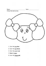 English Worksheet: Parts of face girl