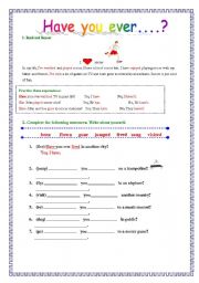 English worksheet: Have you ever