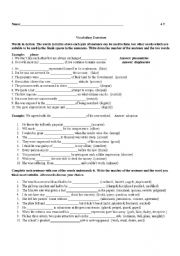 English worksheet: Vobaulary 