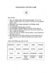 English worksheet: astronomy game