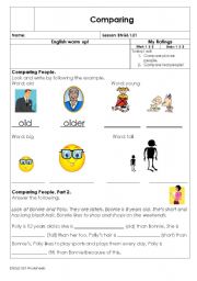 English Worksheet: comparing 