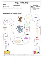 English Worksheet: Hop, Jump, Skip