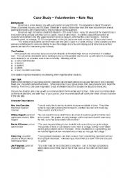 English Worksheet: Case Study - Volunteerism (Role Play)