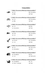 English worksheet: Transportation