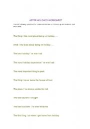 English worksheet: After holidays worksheet