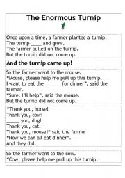 English Worksheet: The Enormous Turnip - paragraph sequence