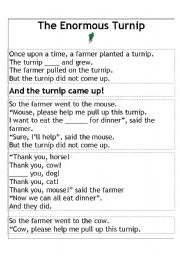 English worksheet: The Enormous Turnip - paragraph sequence