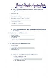 English worksheet: PRESENT SIMPLE - NEGATIVE FORM