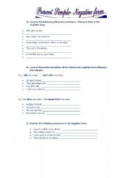 English Worksheet: PRESENT SIMPLE - NEGATIVE FORM