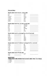 English worksheet: One and many