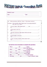English worksheet: Present simple: Question form