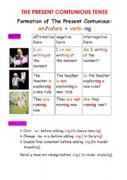 English worksheet: Formation of Present Continuous