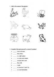 English worksheet: Animals!