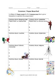 English worksheet: Common Nouns