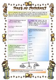 English Worksheet: FACT or OPINION - Both facts and opinions are used in arguments but it is important to be able to distinguish between them - (( B&W VERSION INCLUDED )) - intermediate