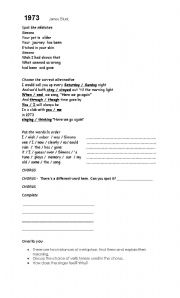 English Worksheet: Song: 1973