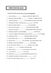 English worksheet: Preposition quiz