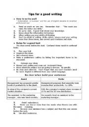 English Worksheet: Tips for a good writing!!!!