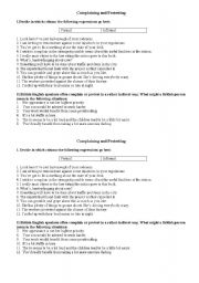 English Worksheet: complaining and protesting