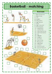 English Worksheet: Basketball - matching exercise