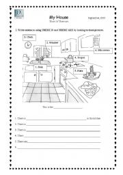 English Worksheet: The Kitchen/ There is, There are