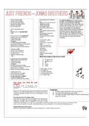 English Worksheet: Just Friends - Jonas Brothers