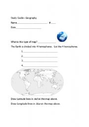 English worksheet: Adapted Geography Study Guide