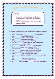 English Worksheet: Present Simple vs. Present Continuous