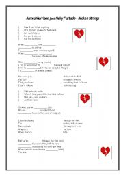 English Worksheet: Broken Strings - James Morrison and Nelly Furtado