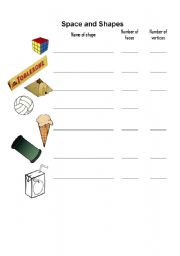 English worksheet: Shapes and space