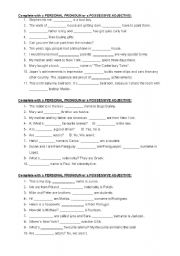 English Worksheet: personal pronouns and possessive adjectives