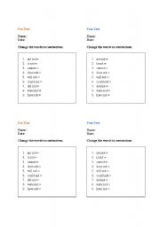 English Worksheet: Negative Contractions Test