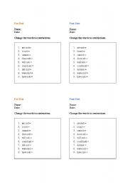 English worksheet: Negative Contractions Test