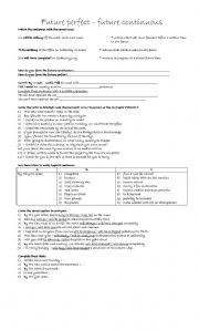 English Worksheet: Future perfect - future continuous