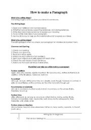 English Worksheet: How to make a Paragraph - Beginners