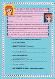 English Worksheet: a day with jackie