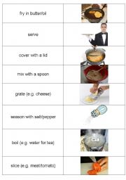 English Worksheet: cooking vocabulary matching exercise