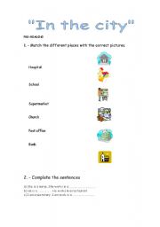 English worksheet: In the city !!