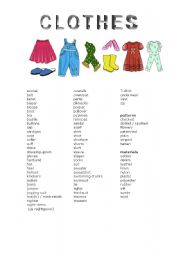 Clothes and other related vocabulary