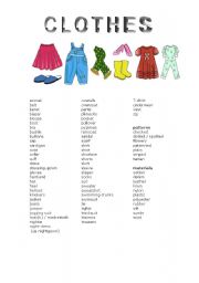 English Worksheet: Clothes and other related vocabulary