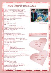 English Worksheet: Song - How deep is your love